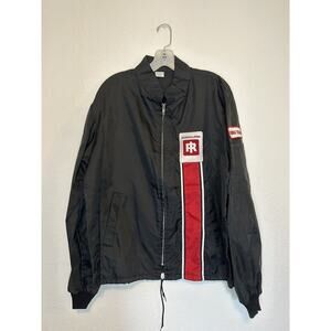 Vintage Ingersoll-Rand Jacket Racing Black USA Made 80's Full Zip Patches Large